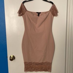 NWT Forever 21 Nude Dress with Lace details Size L